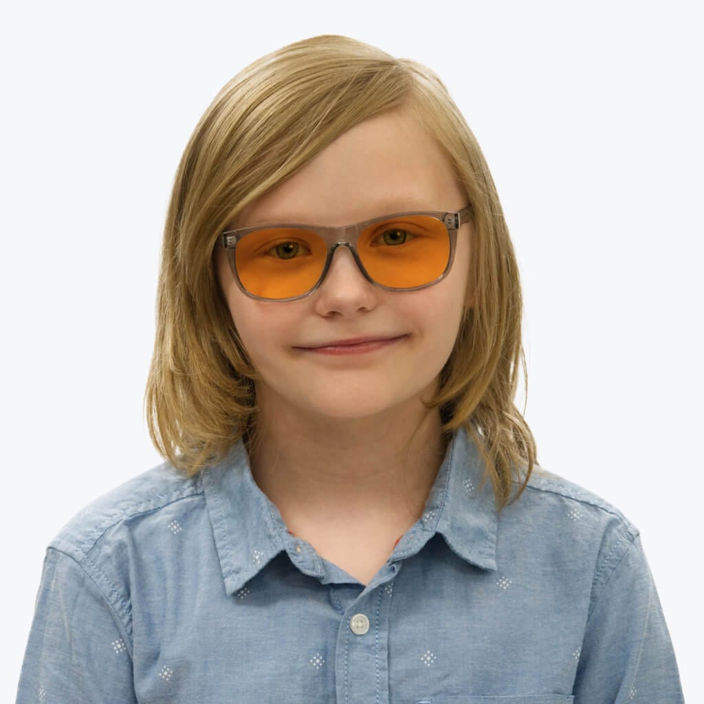 BlockBlueLight Blue Light Blocking Glasses - Amber Lens SunDown Kids Wayfarer Blue Blocking Glasses - Pearl Grey