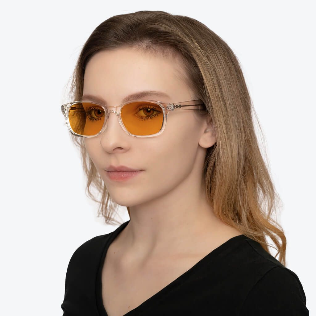 MYSANDY Safety Glasses For Women - Anti Fog, Impact Resistant With Clear Blue Light Blocking Lens (Red Frame)