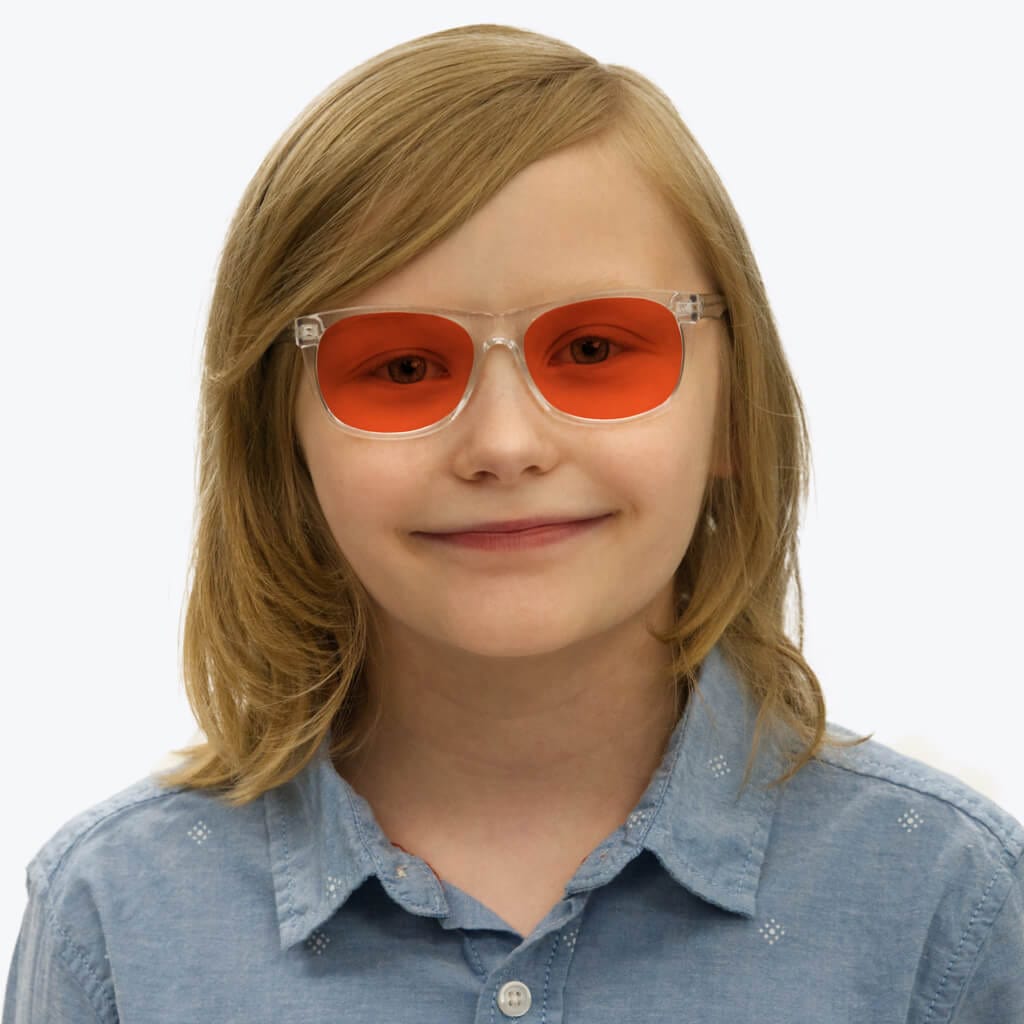 BlockBlueLight Blue Light Blocking Glasses - Red Lens Kids NightFall Wayfarer Blue Blocking Glasses - Clear