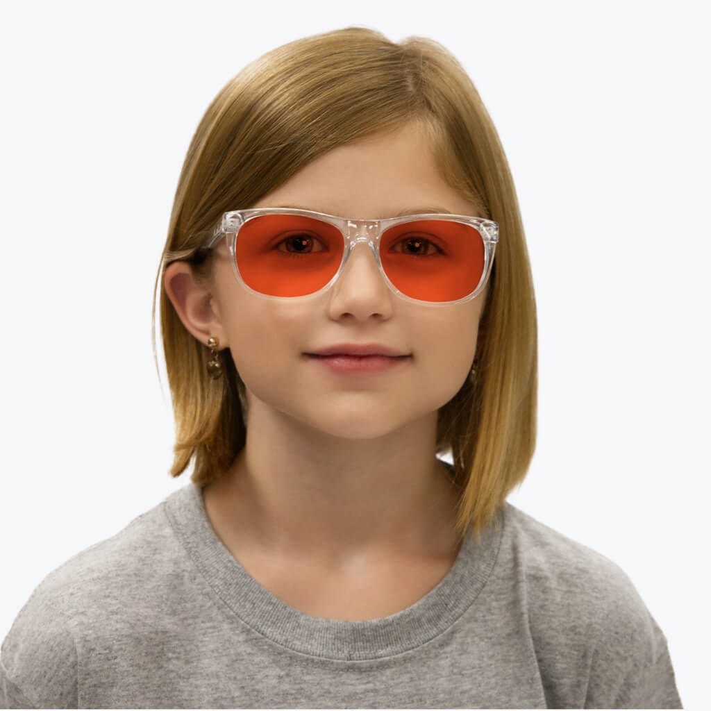 BlockBlueLight Blue Light Blocking Glasses - Red Lens Kids NightFall Wayfarer Blue Blocking Glasses - Clear