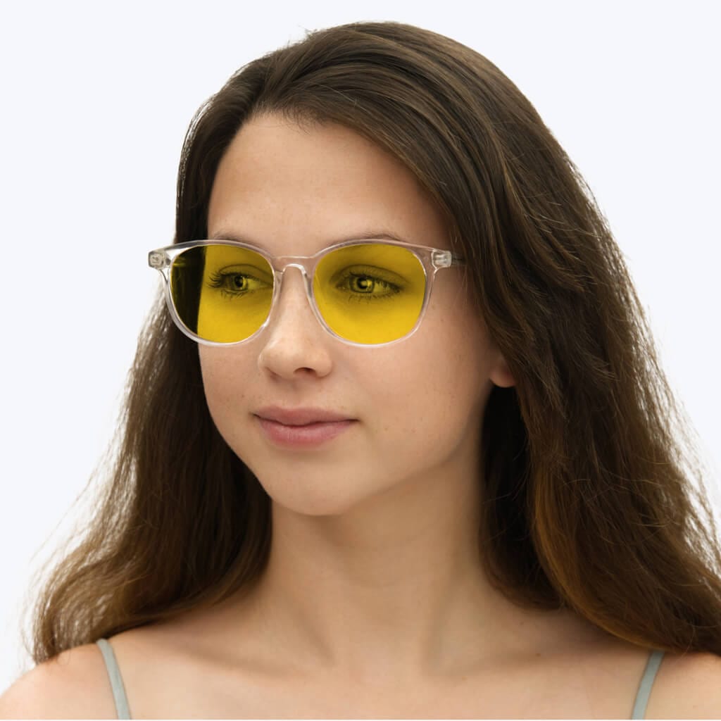 BlockBlueLight Blue Light Filter Glasses - Yellow Lens DayMax Billie Glasses - Crystal