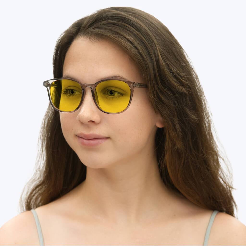 BlockBlueLight Blue Light Filter Glasses - Yellow Lens DayMax Billie Glasses - Pearl Grey