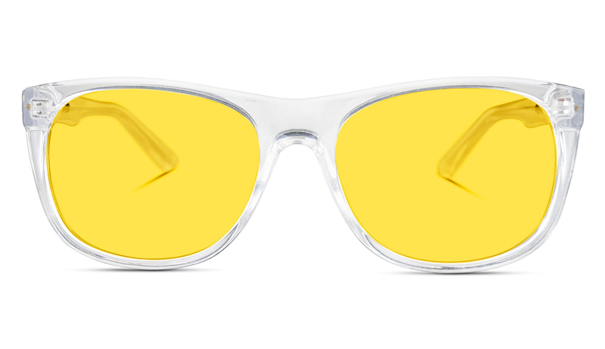 BlockBlueLight Blue Light Filter Glasses - Yellow Lens Kids DayMax Wayfarer Glasses - Crystal