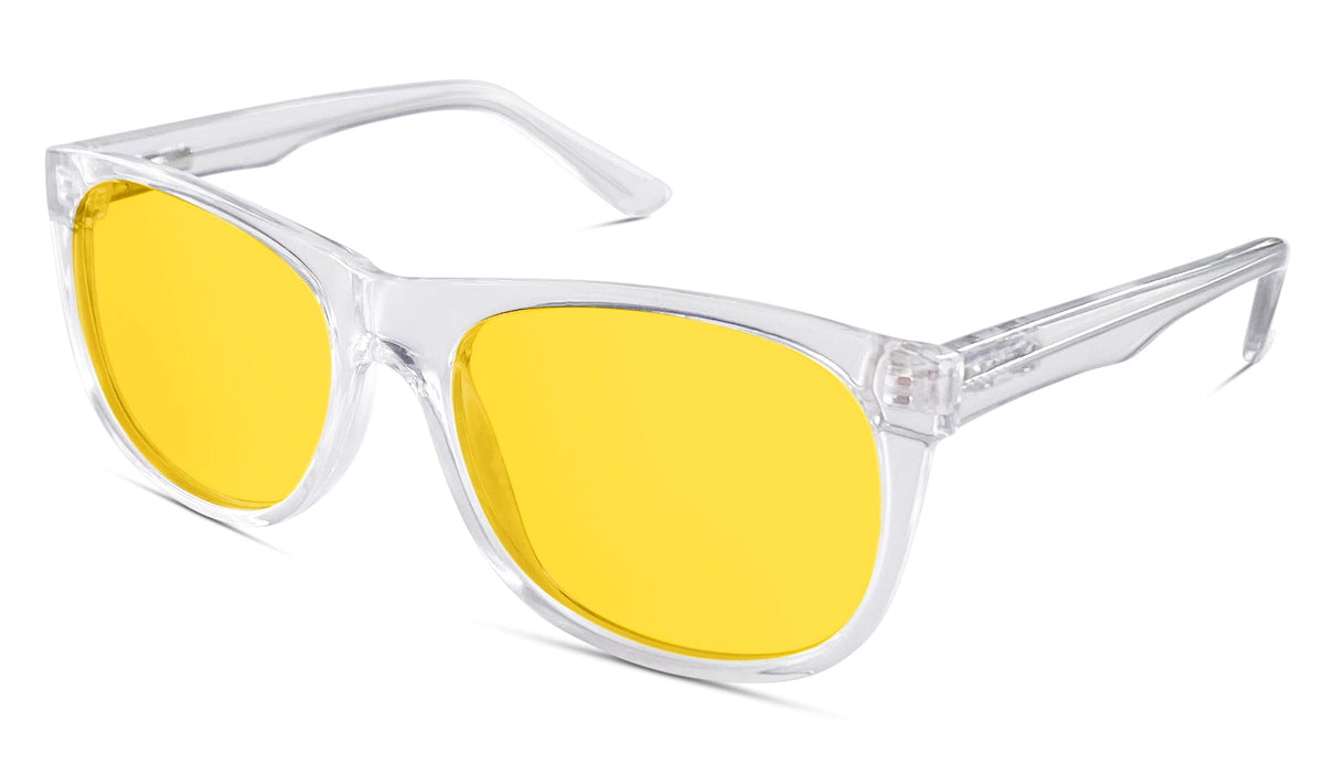 BlockBlueLight Blue Light Filter Glasses - Yellow Lens Kids DayMax Wayfarer Glasses - Crystal